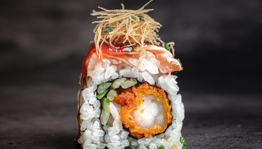 Flamed Salmon Ebi Roll-min