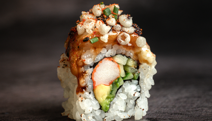 flamed seabass roll
